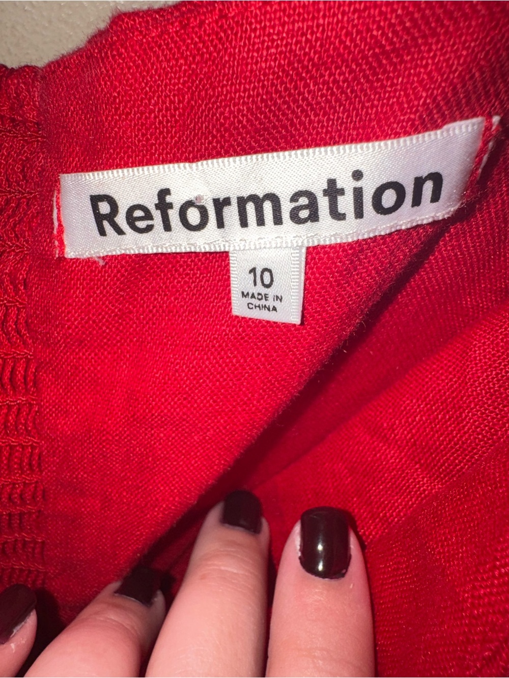 Reformation 100% Linen Cherry Red Midi Dress Size:10 - Picture 6 of 7